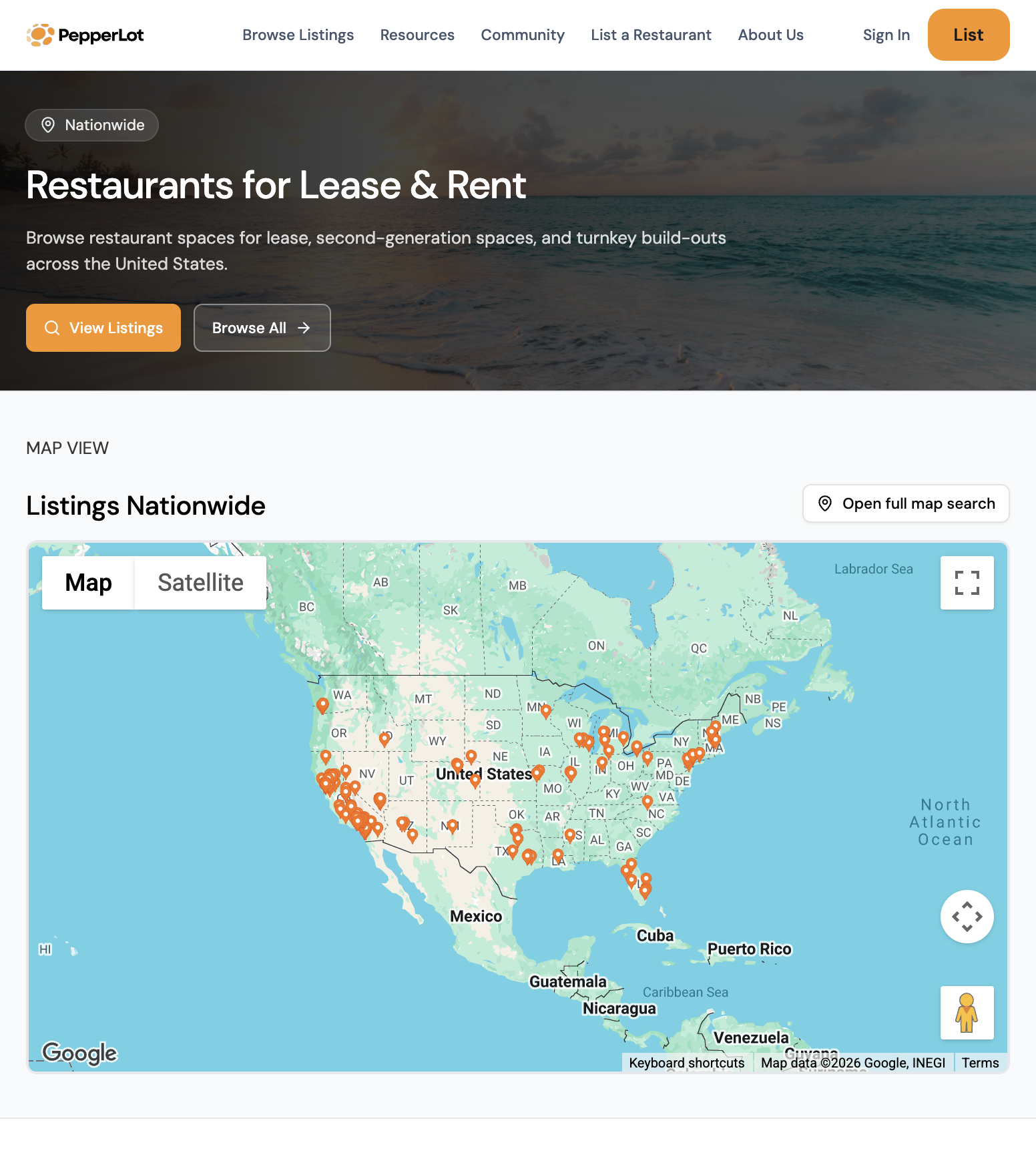 Restaurants for lease on PepperLot